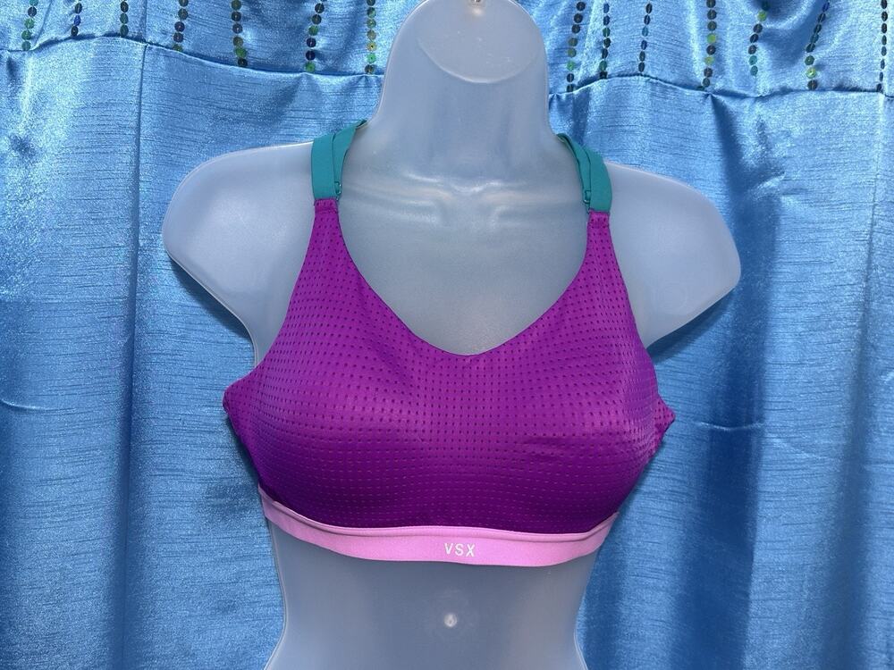 Victoria Secret VSX Sport Bra Athletic Top Blue Green Purple 36B